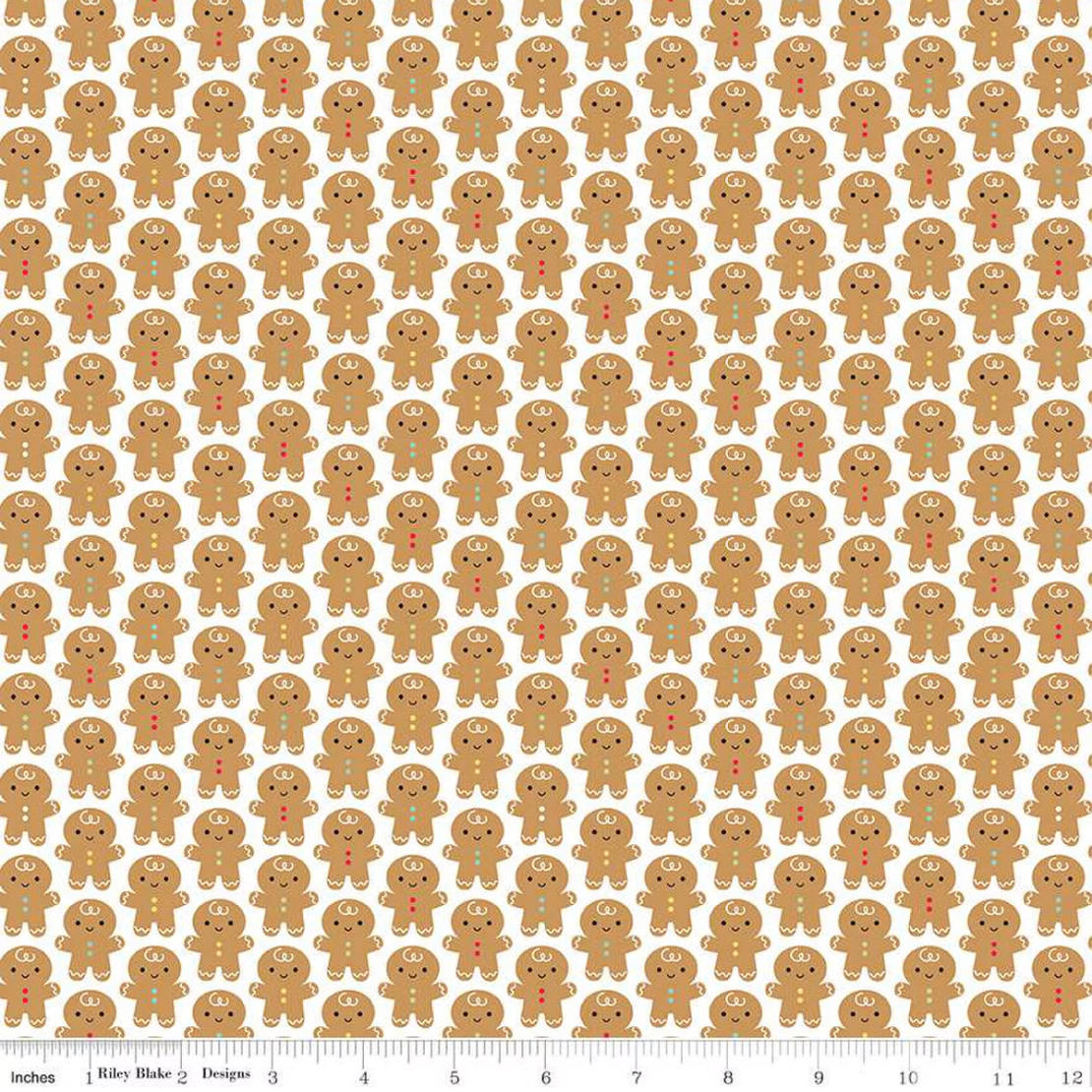 Doodlebug Design Inc. Riley Blake Designs Gingerbread Kisses Gingerbread Men C16442-WHITE