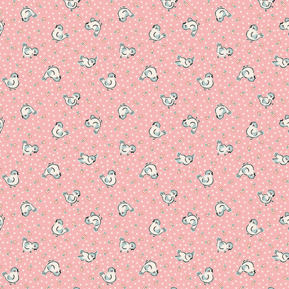 Elea Lutz Poppie Cotton Home Sweet Home Bluebirds VR24450 Pink