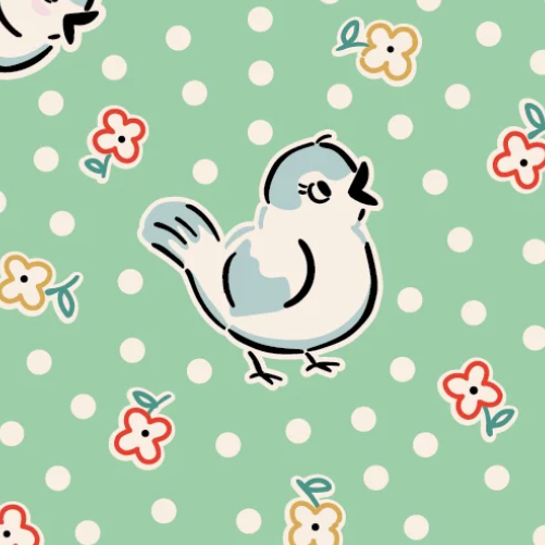 Elea Lutz Poppie Cotton Home Sweet Home Bluebirds VR24451 Green