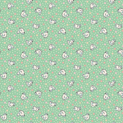 Elea Lutz Poppie Cotton Home Sweet Home Bluebirds VR24451 Green