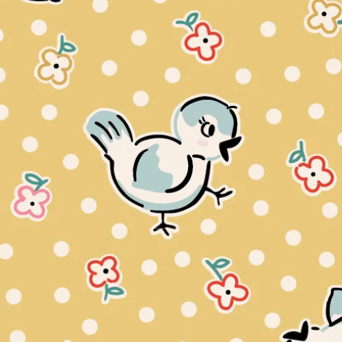 Elea Lutz Poppie Cotton Home Sweet Home Bluebirds VR24452 Yellow