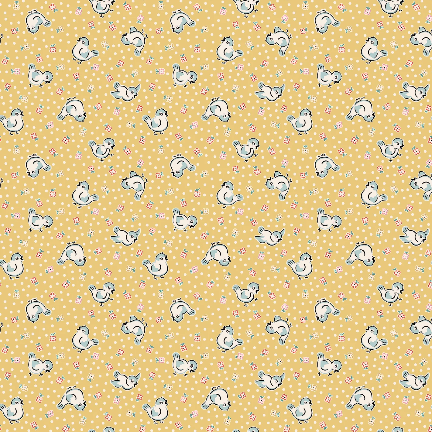 Elea Lutz Poppie Cotton Home Sweet Home Bluebirds VR24452 Yellow