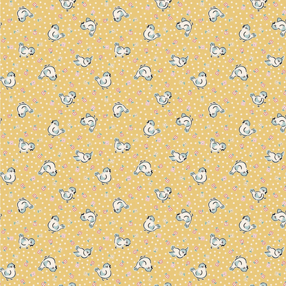 Elea Lutz Poppie Cotton Home Sweet Home Bluebirds VR24452 Yellow