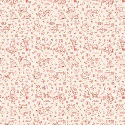 Elea Lutz Poppie Cotton Home Sweet Home Chore Time VR24459 Red