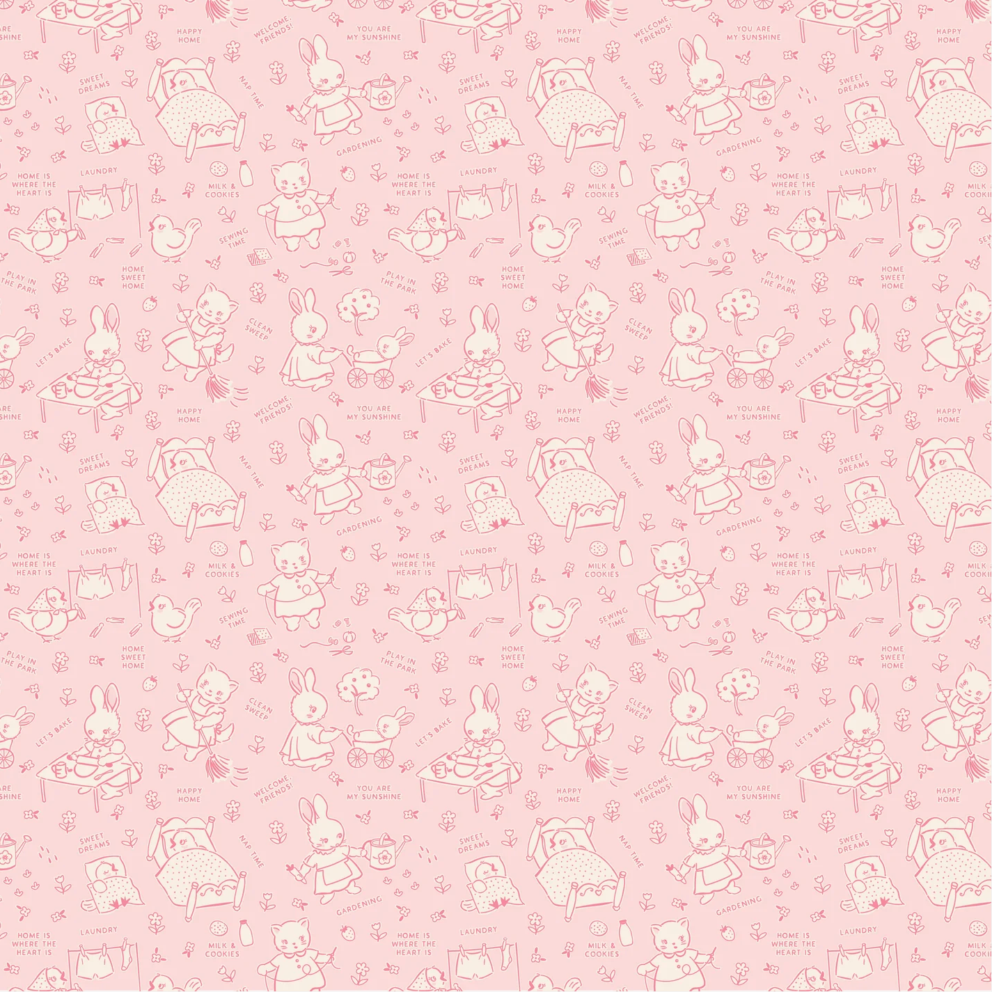 Elea Lutz Poppie Cotton Home Sweet Home Chore Time VR24461 Pink