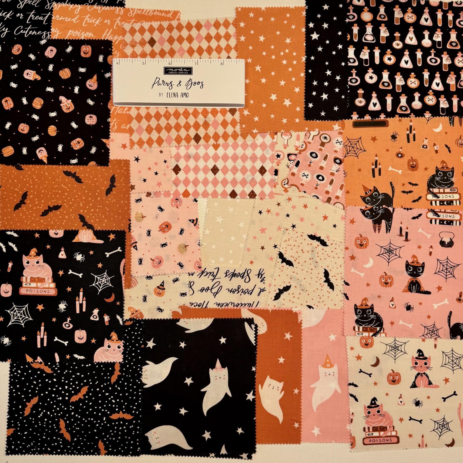 Elena Amo Moda Fabrics Purrs and Boos 5" Charm Pack 39060PP