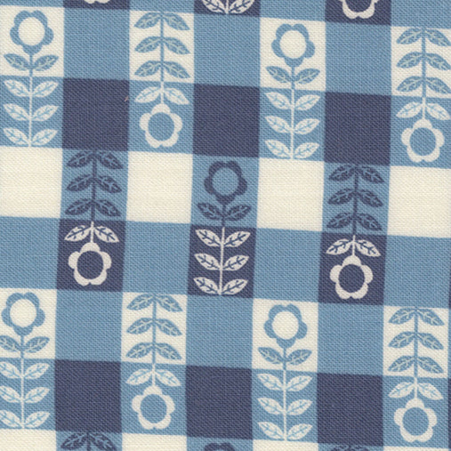 Gingiber Moda Fabrics Night Owl Flower Plaid 48426 13 Sky