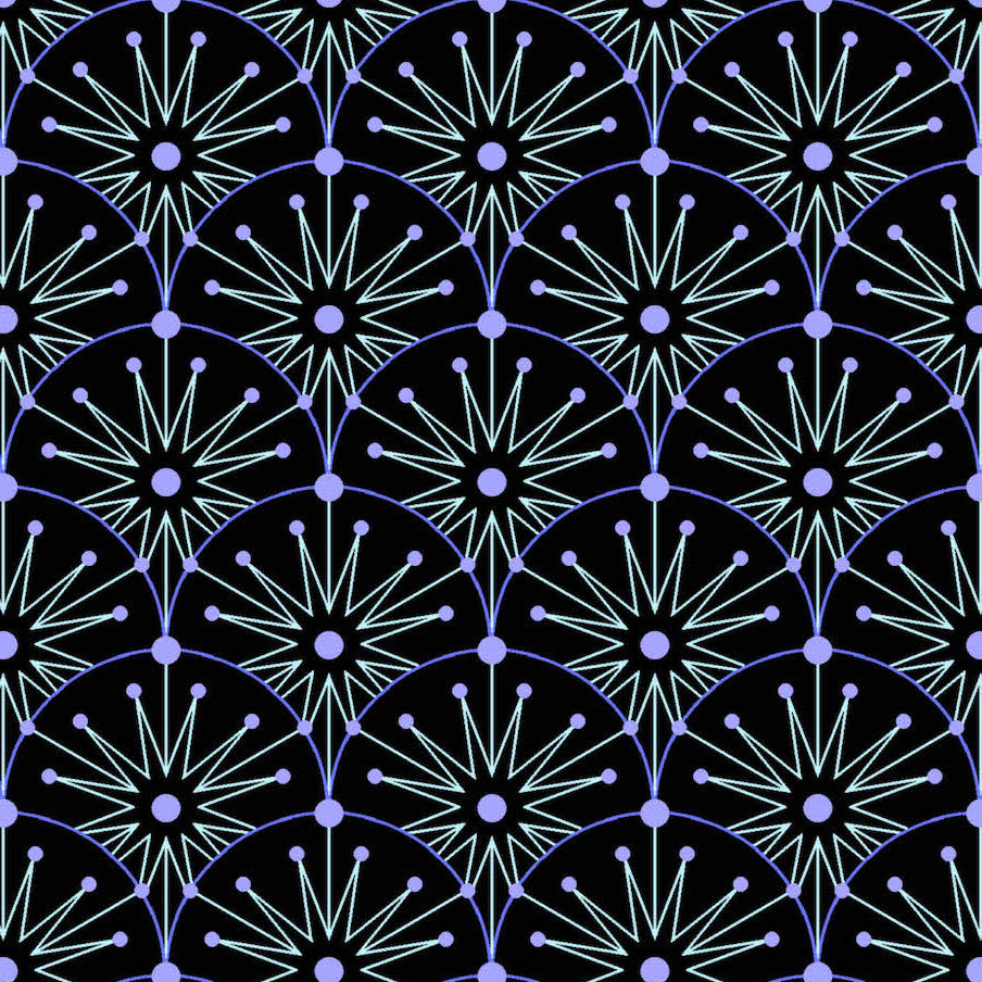 Giucy Giuce Andover Fabrics Century Prints Deco Frost Winter Clamshells Black CS-1111-K