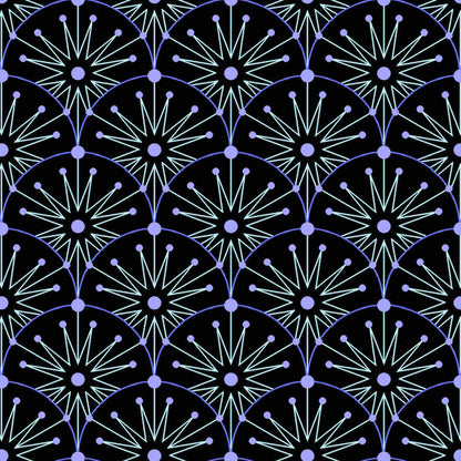 Giucy Giuce Andover Fabrics Century Prints Deco Frost Winter Clamshells Black CS-1111-K