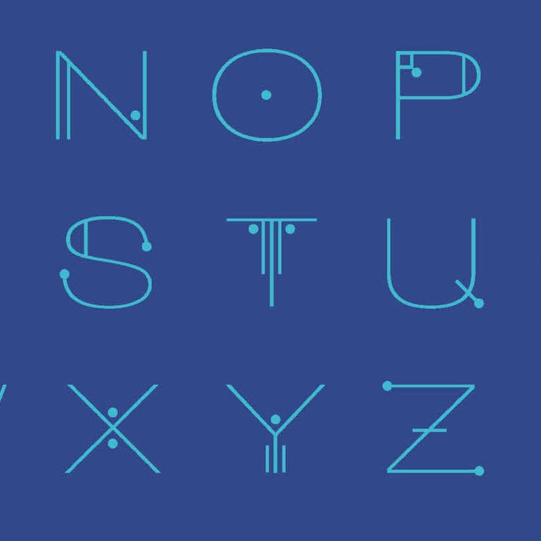 Giucy Giuce Andover Fabrics Scrawl Letters Electric Blue A-1217-B