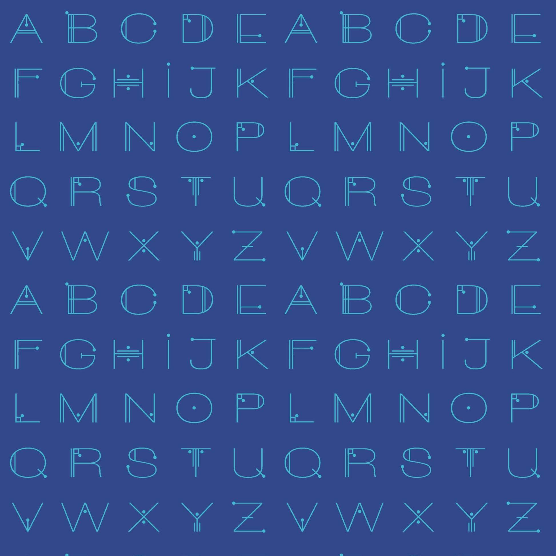 Giucy Giuce Andover Fabrics Scrawl Letters Electric Blue A-1217-B