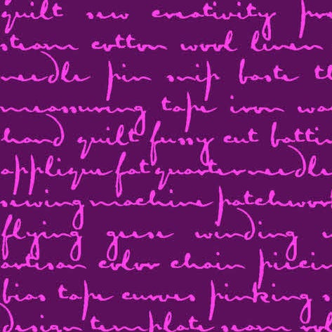 Giucy Giuce Andover Fabrics Scrawl Quilty Words A-1214-P Purple Agate