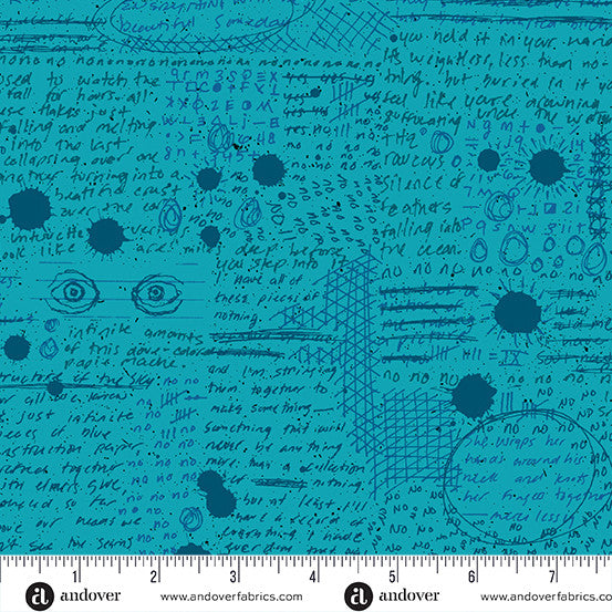 Giucy Giuce Andover Fabrics Scrawl Rant A-456-T Cerulean