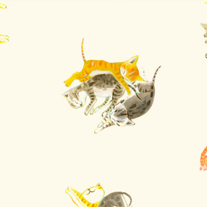 Heather Ross By Hand Barn Kittens Ivory Cotton 54250D-2