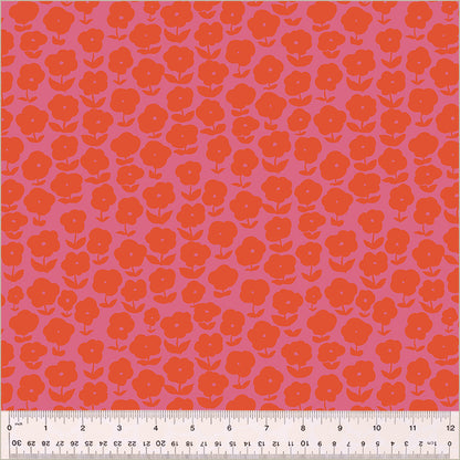 Heather Ross Ruby and Bee Blenders Puffy Daisy Purple Red Windham