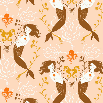 Heather Ross Windham Fabrics 20th Anniversary Mermaids Blush 40944A