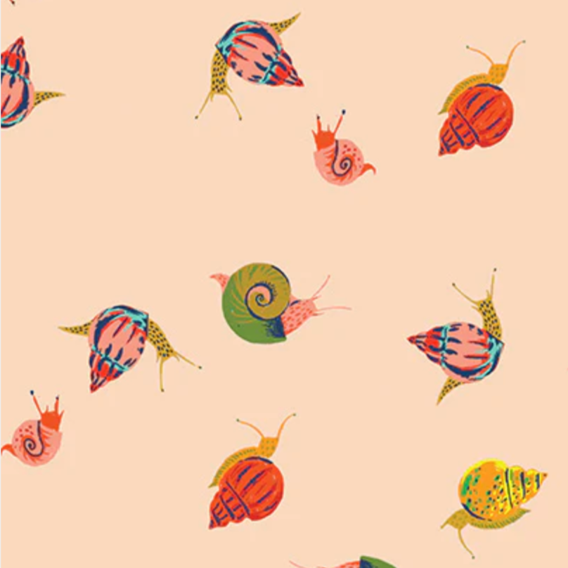 Heather Ross Windham Fabrics 20th Anniversary Snails 42209A 13 Peach