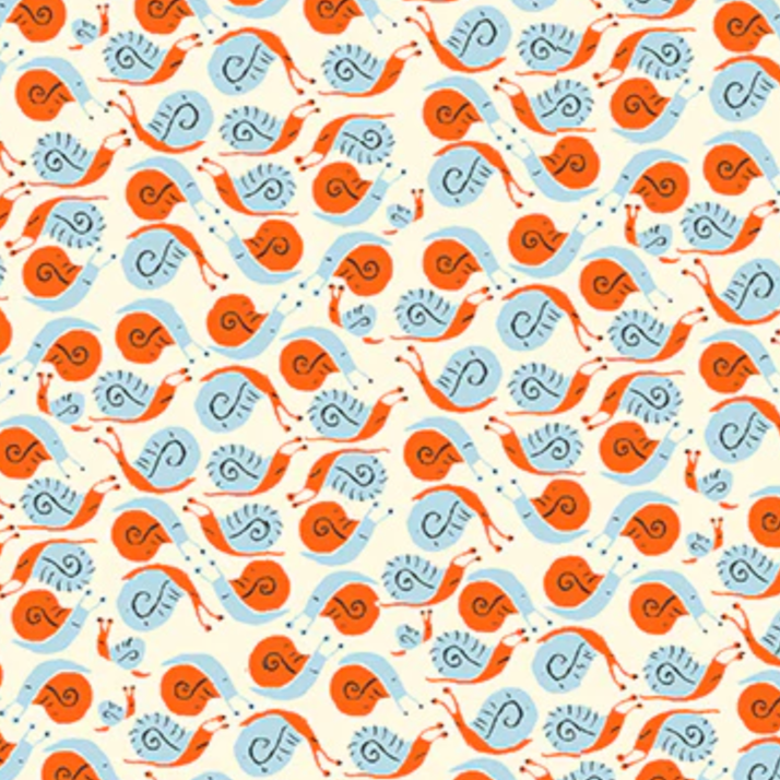 Heather Ross Windham Fabrics 20th Anniversary Snails Orange