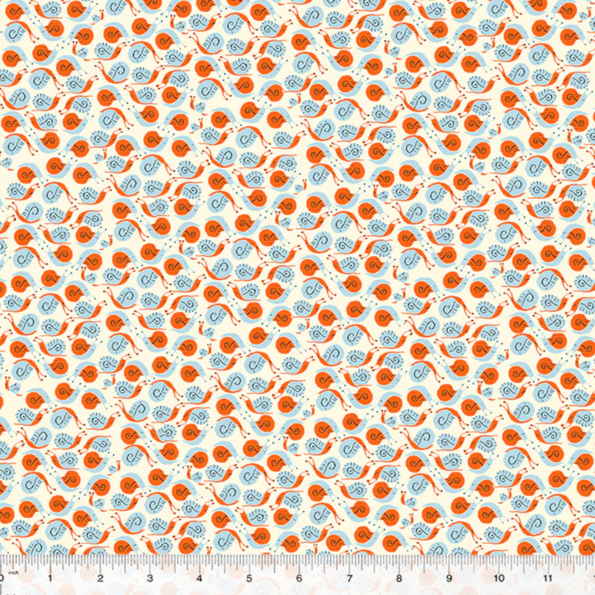 Heather Ross Windham Fabrics 20th Anniversary Snails Orange