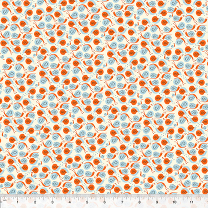 Heather Ross Windham Fabrics 20th Anniversary Snails Orange