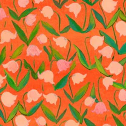 Heather Ross Windham Fabrics By Hand Flowerbed 54257D-12 Coral