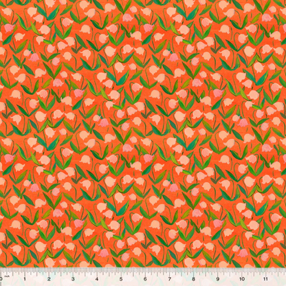 Heather Ross Windham Fabrics By Hand Flowerbed 54257D-12 Coral