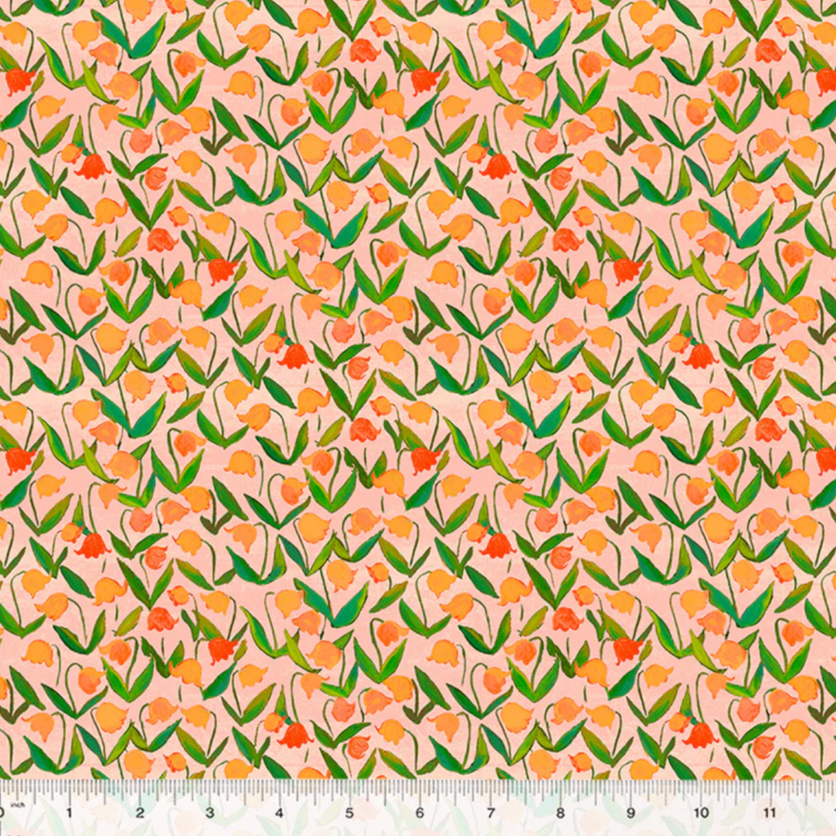 Heather Ross Windham Fabrics By Hand Flowerbed 54257D-3 Salmon