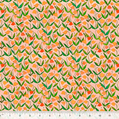 Heather Ross Windham Fabrics By Hand Flowerbed 54257D-3 Salmon