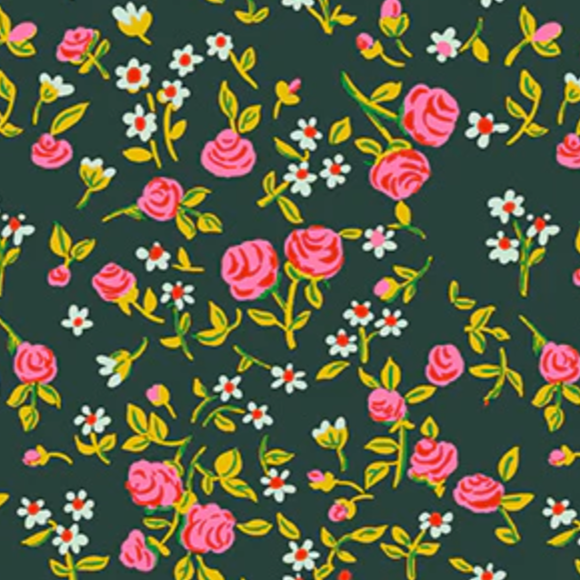 Heather Ross Windham Fabrics By Hand Mousy Floral 54255D-9 Pasture
