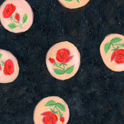 Heather Ross Windham Fabrics By Hand Rose Cameo 54254D-5 Night