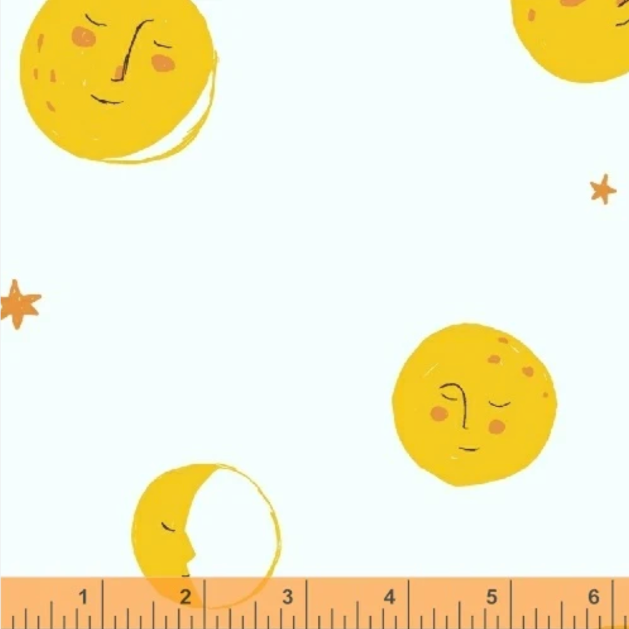 Heather Ross Windham Fabrics Far Far Away 2 Moons Yellow 51200-4