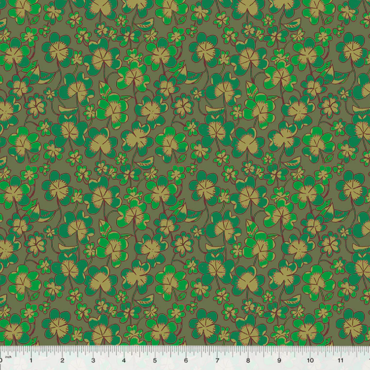 Heather Ross Windham Fabrics Forestburg Clover 53847-10 Olive