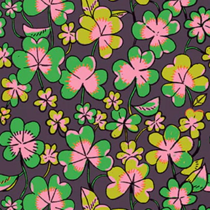 Heather Ross Windham Fabrics Forestburgh Clover Eggplant 53847-9