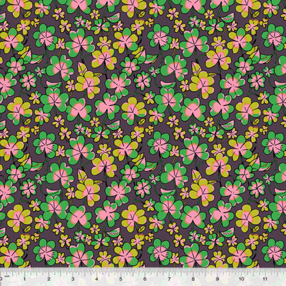 Heather Ross Windham Fabrics Forestburgh Clover Eggplant 53847-9