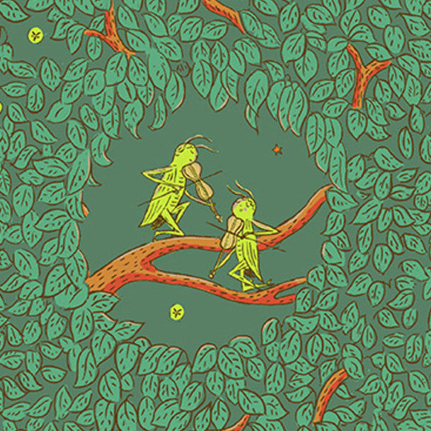 Heather Ross Windham Fabrics Forestburgh Night Music Leaf