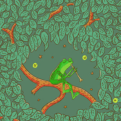 Heather Ross Windham Fabrics Forestburgh Night Music Leaf