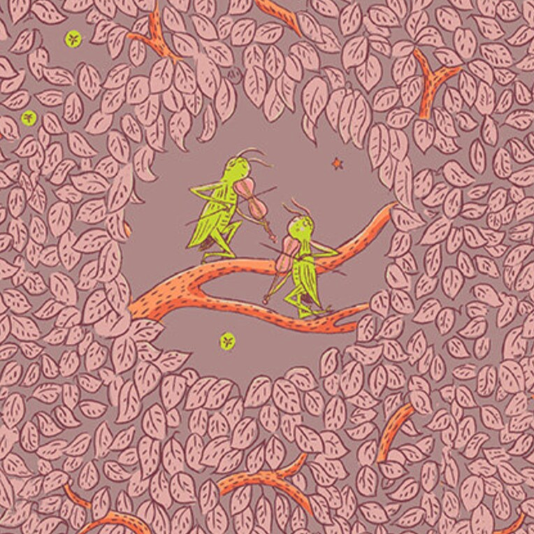 Heather Ross Windham Fabrics Forestburgh Night Music Mauve