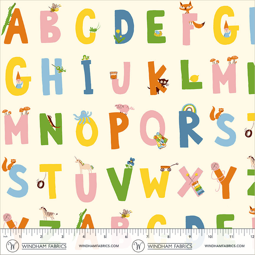 Heather Ross Windham Fabrics Heather Ross Favorites Alphabet 43481D-3Cream