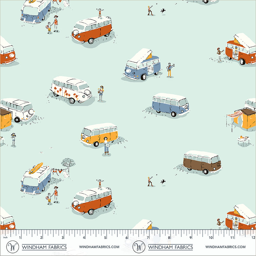 Heather Ross Windham Fabrics Heather Ross Favorites Bus 55211D-3Aqua