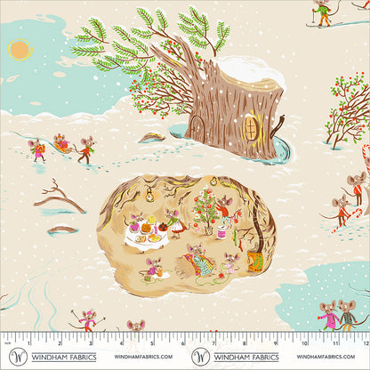 Heather Ross Windham Fabrics Heather Ross Favorites Christmas Mice 50165D-10Cream