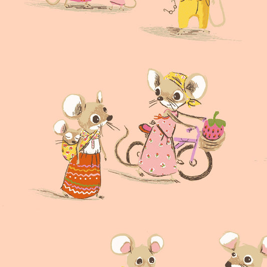 Heather Ross Windham Fabrics Heather Ross Favorites Country Mouse City Mouse 50897D-2Blush