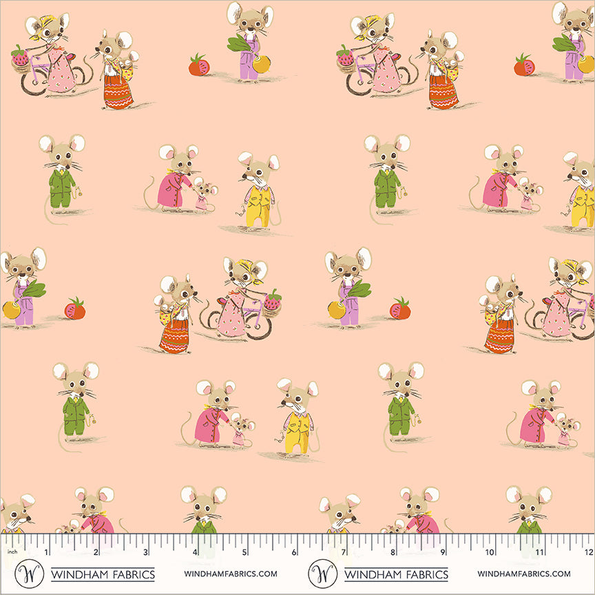 Heather Ross Windham Fabrics Heather Ross Favorites Country Mouse City Mouse 50897D-2Blush