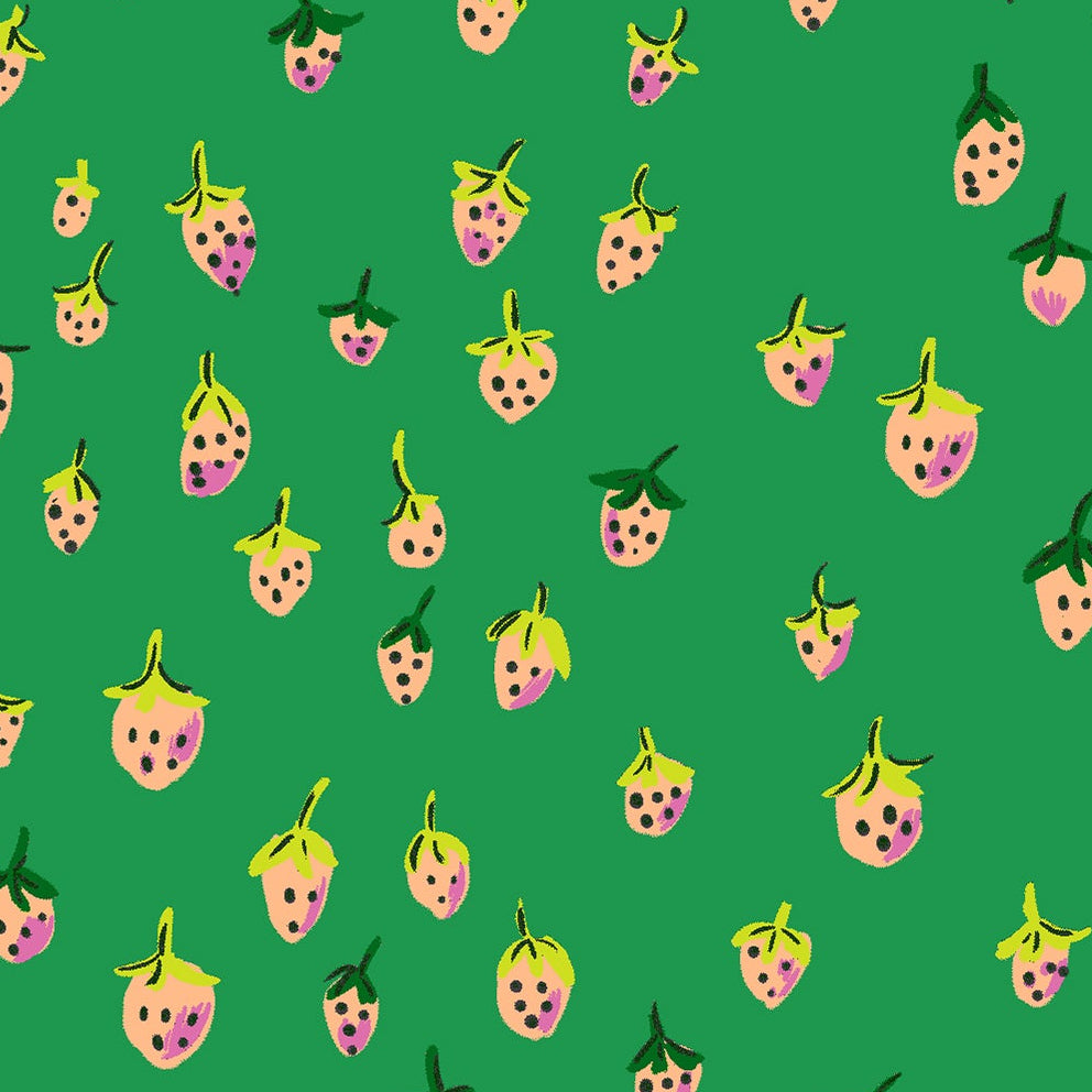 Heather Ross Windham Fabrics Heather Ross Favorites Field Strawberries 50899D-12Jade