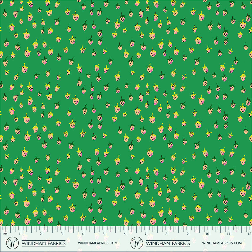 Heather Ross Windham Fabrics Heather Ross Favorites Field Strawberries 50899D-12Jade