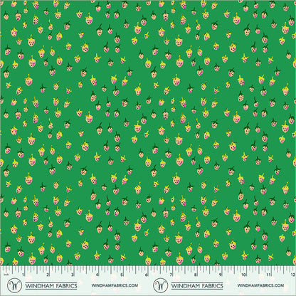 Heather Ross Windham Fabrics Heather Ross Favorites Field Strawberries 50899D-12Jade