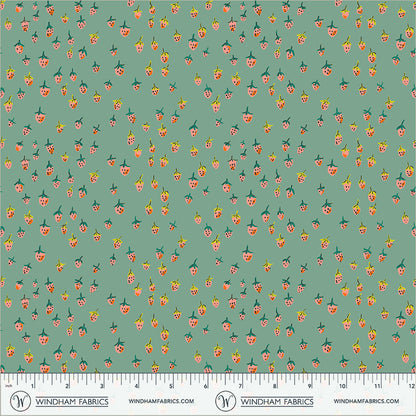 Heather Ross Windham Fabrics Heather Ross Favorites Field Strawberries 50899D-13Teal