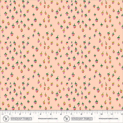  Heather Ross Windham Fabrics Heather Ross Favorites Field Strawberries 50899D-2Blush