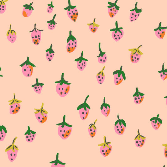  Heather Ross Windham Fabrics Heather Ross Favorites Field Strawberries 50899D-2Blush