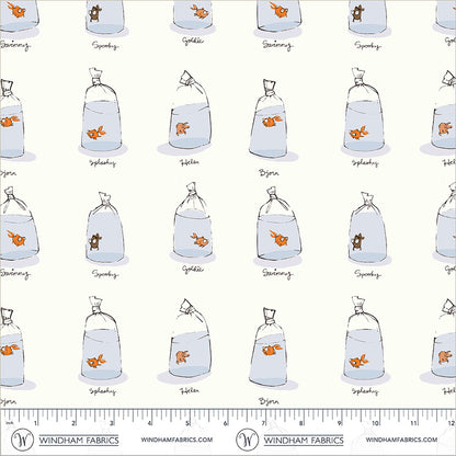 Heather Ross Windham Fabrics Heather Ross Favorites Goldfishes in Bags 55212D-2White