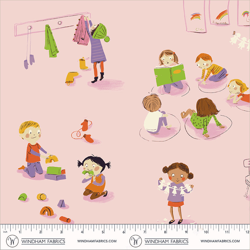 Heather Ross Windham Fabrics Heather Ross Favorites Kindergarten 43480D-1Pink